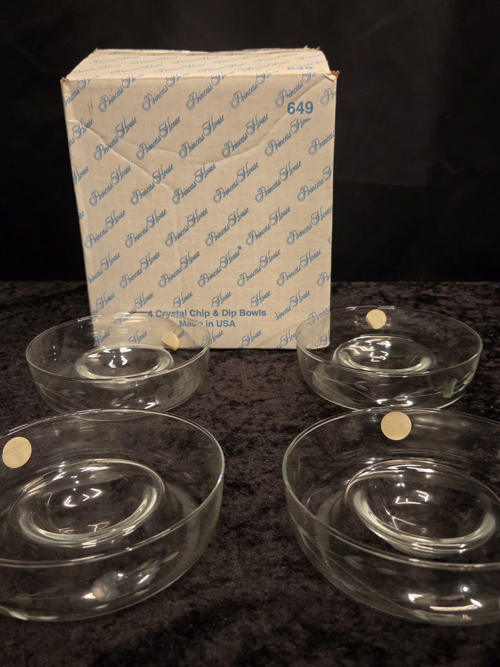 RARE New Princess House Clear Glass Chip & Dip Bowls - Set of 4